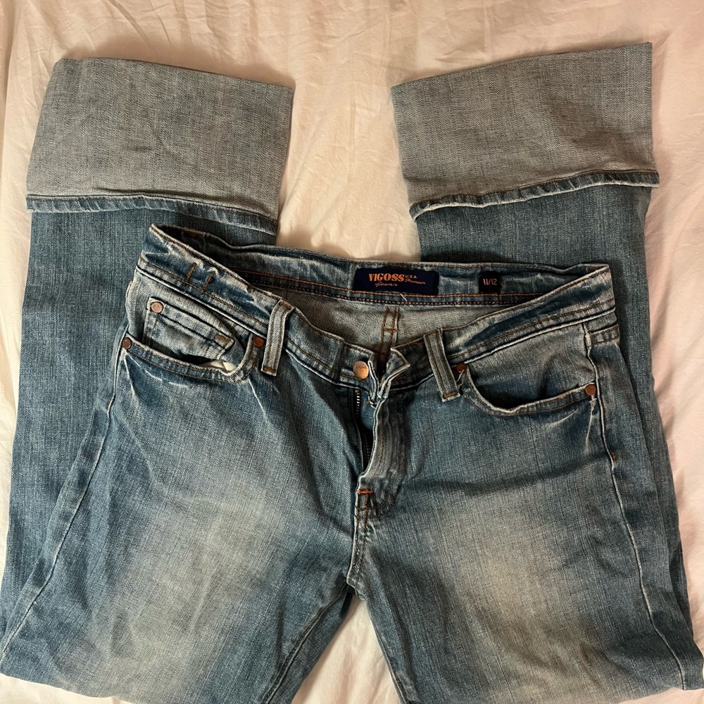 Vigoss Blue Ankle Cropped Jeans with Vintage Wash